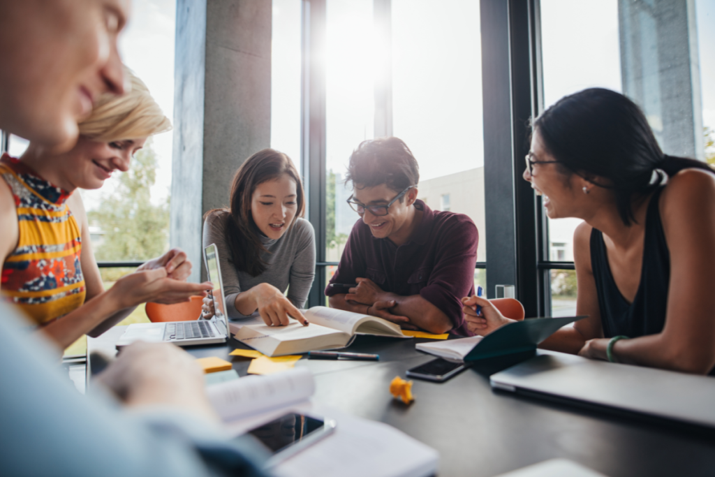 A group of student studying together at a table